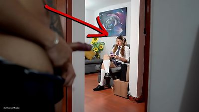 My stepdaughter's schoolmate makes me insane and I jerk looking at her - (Unexpected ending)