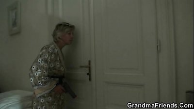 elderly lady is jammed by couple robbers