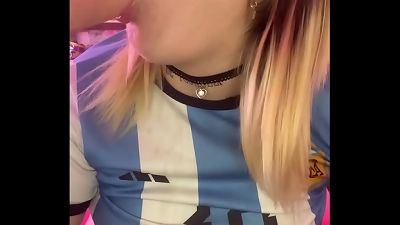 This Argentinian bitch celebrates a rain of spray and gets very firm with her fake penises