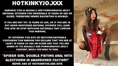 Spider girl dual going knuckle deep ass fucking with AlexThorn in deprived factory