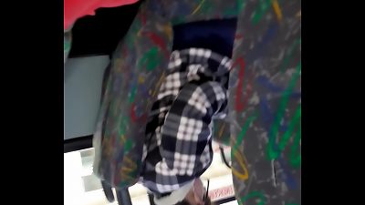 jumpy but hoping to get caught by this jerkingoff on bus by a ultra-cute latina