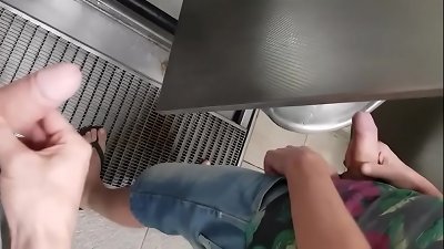 hefty spear in the urinal