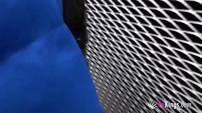 She can't wait to get to the place, and starts blowing manhood in the street!