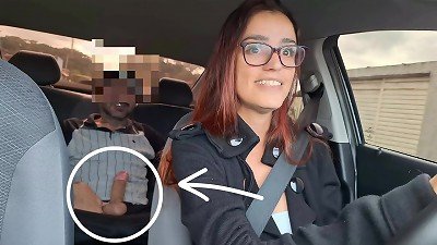 Married chick and delivery driver catches passenger stroking from behind!