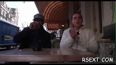 molten dark prostitute deepthroats a milky large pillar and gets licked stiff