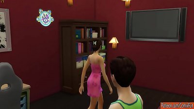 mom catches her sonny tugging in front of the computer and helps her sonnie to have hookup for the first time