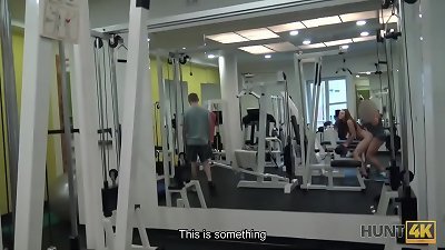 HUNT4K. honey forgets about workout because of can get cash and shaft