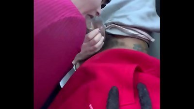 gorgeous white stripper gives Becky in the car