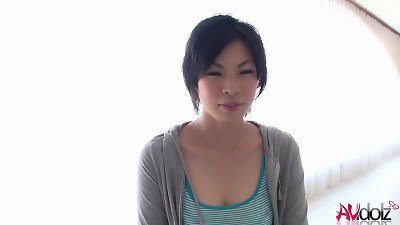 japanese with huge boobs Saki Aoyama blows stiff bone uncensored.