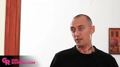 GIRLSRIMMING - stunning Jessy Jay giving a sizzling rimjob and gets booty penetrated