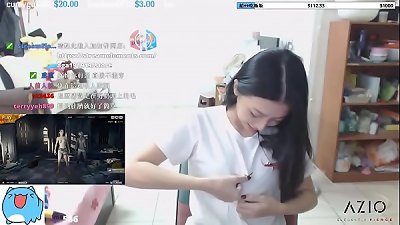 twitch streamer chinese showcasing brilliant shape udders in an exciting way