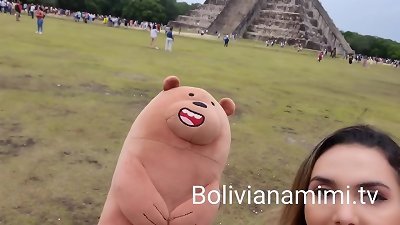No pantys at Chichen Itza M&eacute;xico .... i got some presents for demonstrating my cunt and let them grope a tiny bit  full vid on bolivianamimi.tv