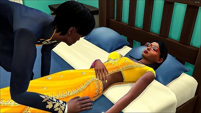 Indian drowsy brother went to his sister's apartment and lay in sofa next to her unable to refrain from climbing on her and offering her oral sex - Indian hookup