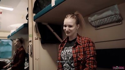 lady fellow Traveler Seduced dude on the train and Gave him deep throat and swallowed Sperm!