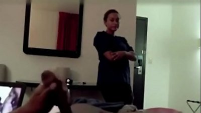 hostel Maid Catches Him jerking and watches Him jizz