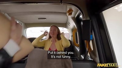 fake taxi black-haired babe finds a rubber cooch and offers up her real coochie for free