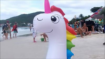 playing on the beach