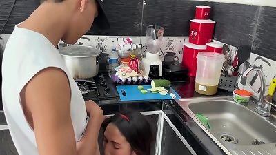 I fuck my sister-in-law in the kitchen and cum inside her snatch