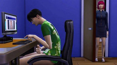 chinese mummy Catches Her StepSon draining In Front Of The Computer And Then Helps Him Have hump With Her For The first-ever Time - Family hook-up Taboo - Adult video - barred romp | chinese mom And Stepson Story