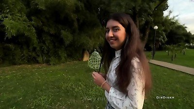 Risky public sex after school in a bamboo woods