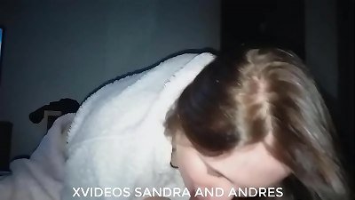 Sandra is very hot grabs my cock and begins to suck her then she rides me, I can't stand and tell her to go to the salon to fuck and run over her