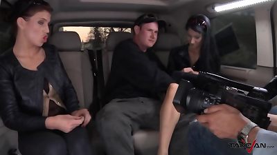 two dark haired bombshell picking up guy on the streets to nail with