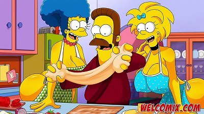 Flandis pounding The Simptoons Hotties! Pepperoni pizza! The Simptoons