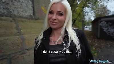 Public Agent blonde milf teacher with awesome figure drilled in her beautiful red undergarments