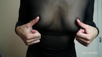 Ella favorite taunts in watch thru black dress