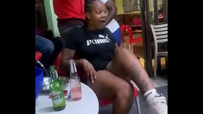 South African woman teasing while not wearing an underwear