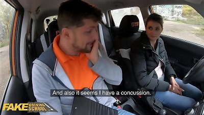 FakeDrivingSchool college girls Accidental Internet Handbag challenge with tiny Tina