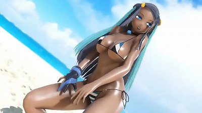 Pokemon Trainer Nessa twerking on the Beach (HentaiSpark.com)